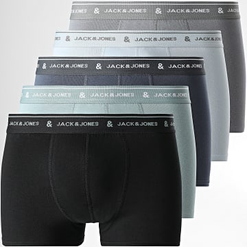 Jack And Jones - Lot De 5 Boxers Wyatt Solid Vert Gris Noir Bleu Clair Bleu Marine