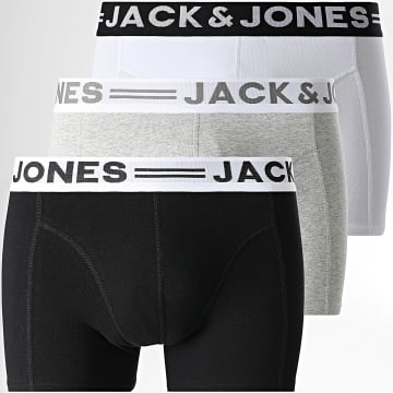 Jack And Jones - Lot De 3 Boxers Sense Blanc Gris Chiné Noir