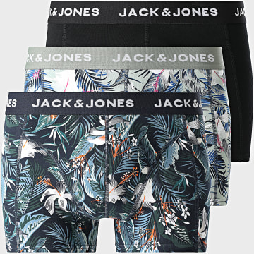 Jack And Jones - Lot De 3 Boxers Brady Flower Noir Bleu Marine Vert Clair