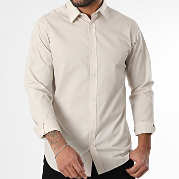 JJREBEL - Camicia a maniche lunghe Gavin Solid Beige