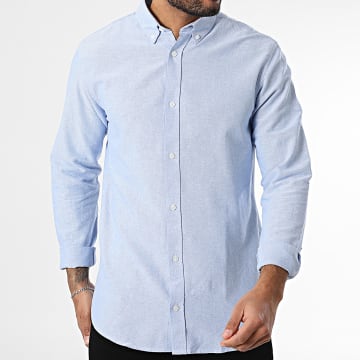 JJREBEL - Chemise Manches Longues Oscar Bleu Clair Chiné