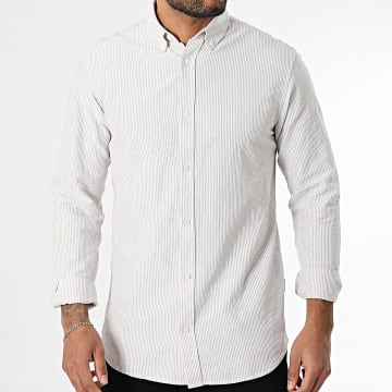 JJREBEL - Chemise Manches Longues Oscar Blanc Beige
