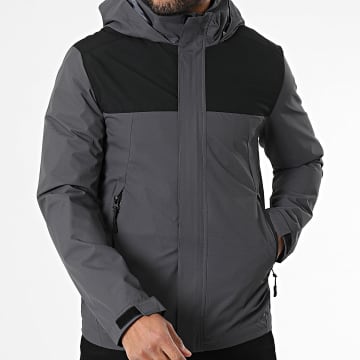 Kymaxx - Veste Zippée Capuche Gris Anthracite Noir