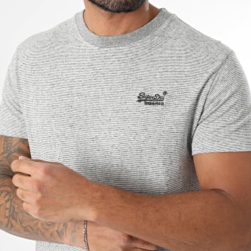 Superdry - Camiseta Stripes Essential Logo Bordado M1011245A Blanco Negro
