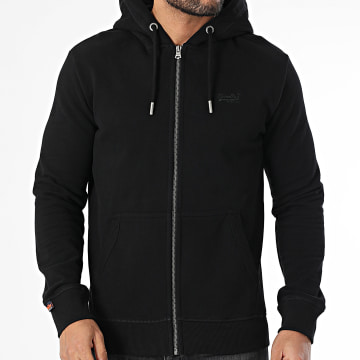 Superdry - Essential Logo Zip Sweatshirt met capuchon M2014128A Zwart