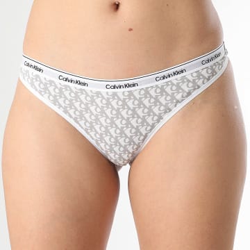 Calvin Klein - String Femme QD5043E Blanc Gris