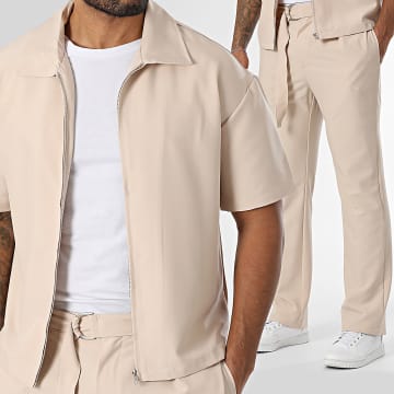 Classic Series - Beige shirt en broek met korte mouwen