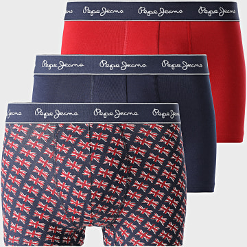 Pepe Jeans - Lot De 3 Boxers PMU11178 Rouge Bleu Marine
