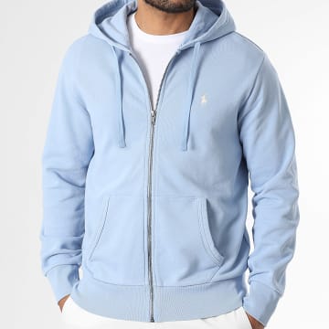 Polo Ralph Lauren - Sweat Zippé Capuche Original Player Bleu Clair