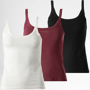 Tiffosi - Lote de 3 camisetas de tirantes de mujer Paolo Negro Blanco Burdeos