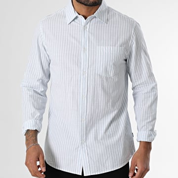 Tiffosi - Chemise Manches Longues A Rayures Martin 10060177 Blanc Bleu Clair