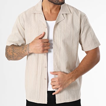 Classic Series - Chemise Manches Courtes A Rayures Beige