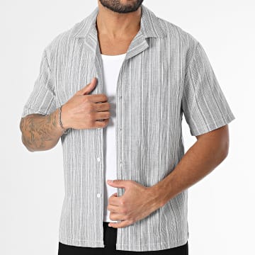 Classic Series - Camicia a maniche corte a righe bianche e blu navy