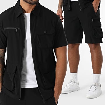 Classic Series - Conjunto de camisa negra de manga corta y pantalón corto de jogging