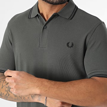 Fred Perry - Polo Manches Courtes Twin Tipped MM3600 Vert Kaki Foncé