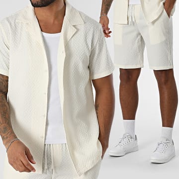 Frilivin - Ensemble Chemise Manches Courtes Et Short Jogging Beige Clair