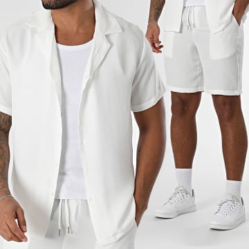 Frilivin - Set camicia bianca a maniche corte e pantaloncini da jogging