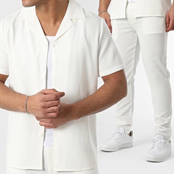 Classic Series - Conjunto Camisa de Manga Corta y Pantalón Beige Claro