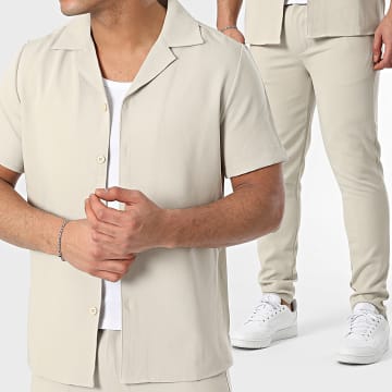 Frilivin - Ensemble Chemise Manches Courtes Et Pantalon Beige