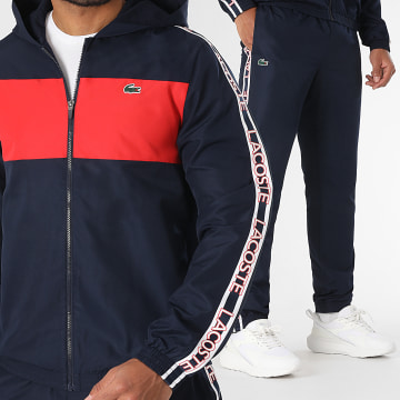 Lacoste - Ensemble Veste Zippée Capuche Et Pantalon Jogging Logo Crocodile Bleu Marine
