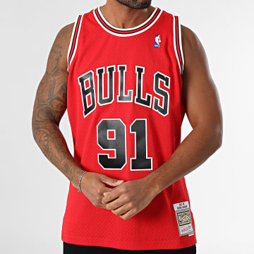 Mitchell and Ness - Camiseta de baloncesto Chicago Bulls Swingman Road Dennis Rodman Rojo