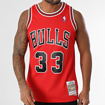 Mitchell and Ness - Camiseta de baloncesto Chicago Bulls Swingman Road Scottie Pippen Rojo