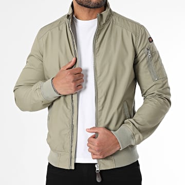 Schott NYC - Chaqueta con cremallera verde caqui claro Kenny