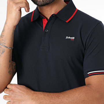 Schott NYC - Polo de manga corta Devon azul marino