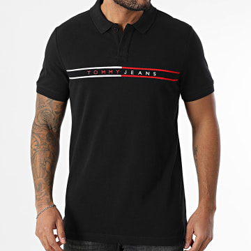 Tommy Jeans - Polo Manches Courtes Slim Chest Flag 0916 Noir