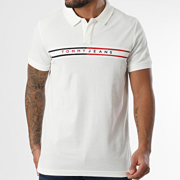 Tommy Jeans - Polo Manches Courtes Slim Chest Flag 0916 Beige Clair