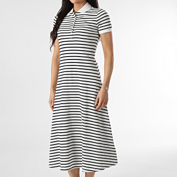 Tommy Jeans - Maxi Vrouwenpolo met Korte Mouw en Streep 0383 Wit Blauw Navy