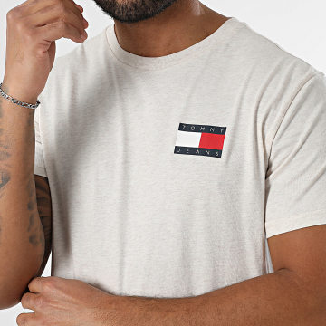 Tommy Jeans - Tee Shirt Slim Essential Flag 0740 Beige Chiné