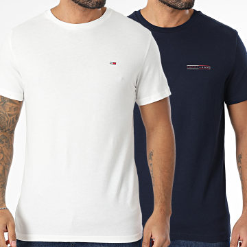Tommy Jeans - Lot De 2 Tee Shirts 1344 Blanc Bleu Marine