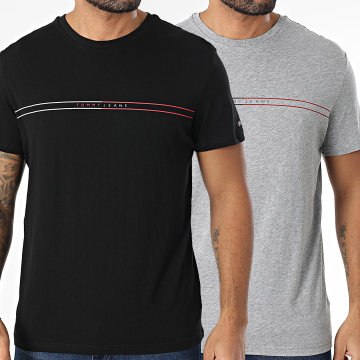 Tommy Jeans - Lot De 2 Tee Shirts Entry Graphic 1902 Noir Gris Chiné