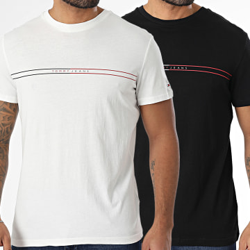 Tommy Jeans - Lot De 2 Tee Shirts Entry Graphic 1902 Blanc Noir