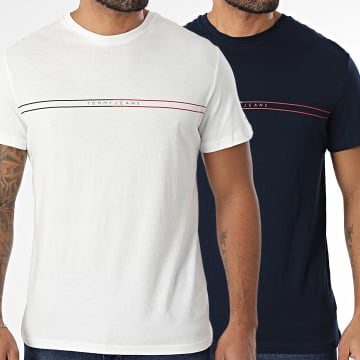 Tommy Jeans - Lot De 2 Tee Shirts Entry Graphic 1902 Blanc Bleu Marine