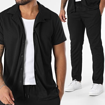 Zayne Paris  - Ensemble Chemise Manches Courtes Et Pantalon Jogging Noir