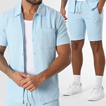 Zayne Paris  - Set camicia a maniche corte e pantaloncini da jogging Azzurro
