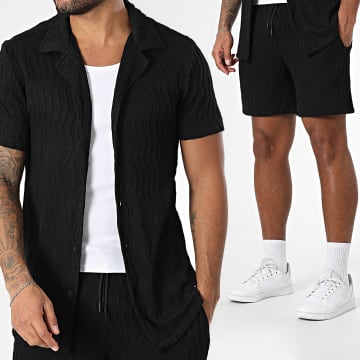 Zayne Paris  - Set camicia nera a maniche corte e pantaloncini da jogging