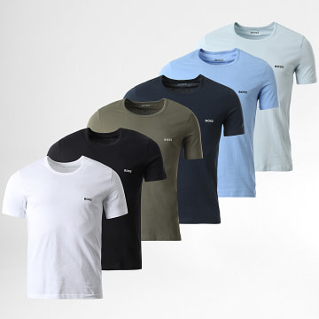 BOSS - 6er-Set T-Shirts 50532468 50532470 Schwarz Weiß Grün Khaki Blau
