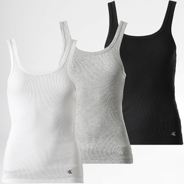 Calvin Klein - Lote de 3 camisetas de tirantes para mujer 7493 Black Grey Heather White