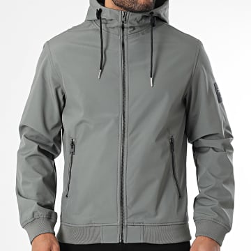 Jack And Jones - Veste Capuche Zippée Basic Softshell Gris