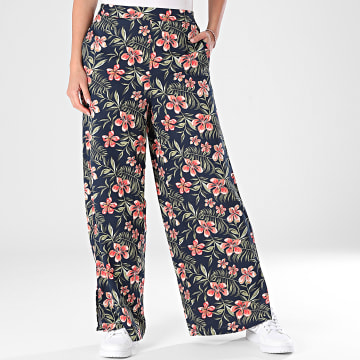 Only - Pantalon Femme Nova Life Elite Bleu Marine Rose Vert Floral