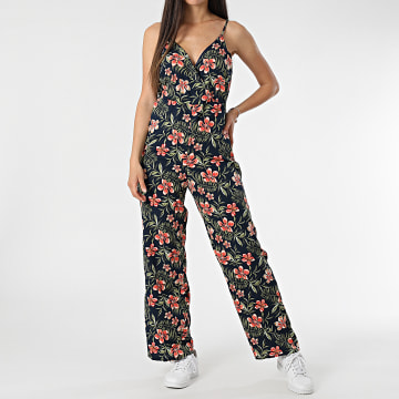 Only - Combinaison Col V Femme Nova Life Elite Bleu Marine Rose Vert Floral