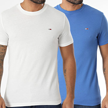 Tommy Jeans - Lot De 2 Tee Shirts Jersey 0687 Blanc Bleu Roi