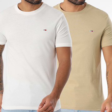 Tommy Jeans - Lot De 2 Tee Shirts Jersey 0687 Beige Clair Beige
