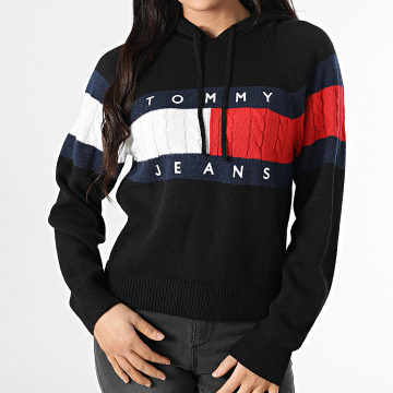 Tommy Jeans - Pull Capuche Femme Center Flag 0250 Noir