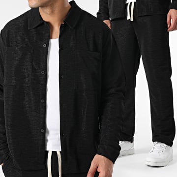 Uniplay - Conjunto negro de camisa de manga larga y pantalón