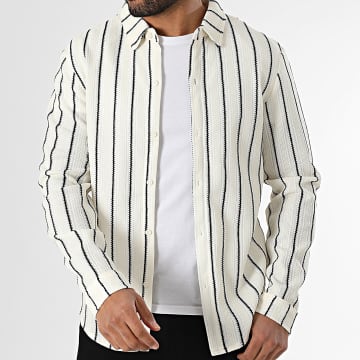 Uniplay - Chemise Manches Longues A Rayures Ecru Noir