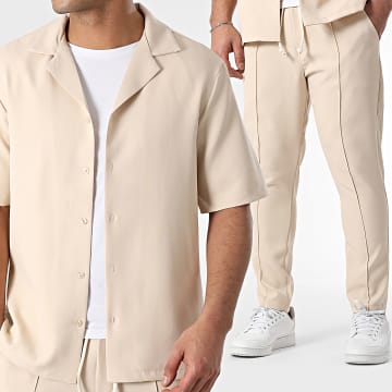 Uniplay - Conjunto Camisa de Manga Corta y Pantalón Beige